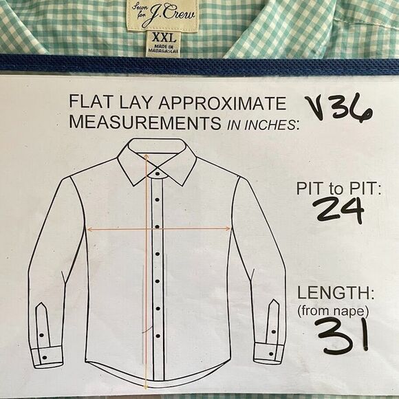 J.Crew Mens Button Up Shirt Size 2XL Green Check Long Sleeve Slim Fit Organic - Picture 11 of 14